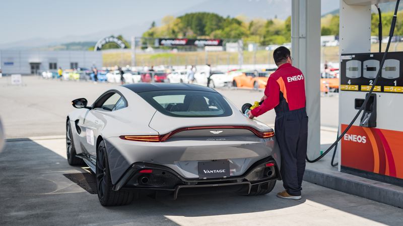The first public debut of the new Vantage and it’s at a petrol station